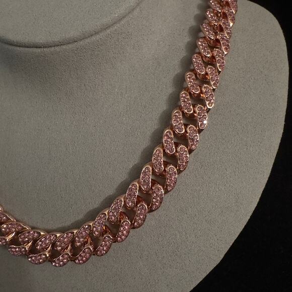Rose Gold Miami Cuban Link Necklace 24in 12.6mm~NEW - Picture 3 of 16